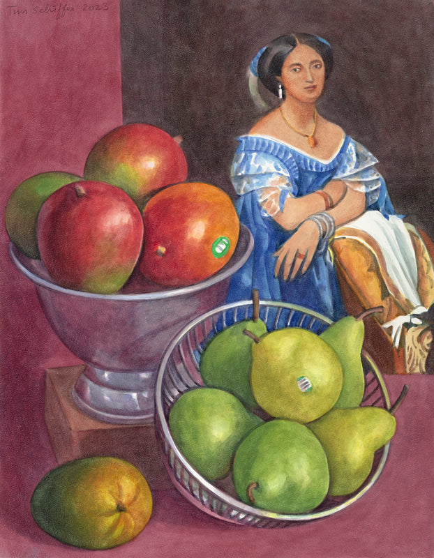 Tim Schiffer, Princesse de Broglie with Mangoes and Pears, 2023